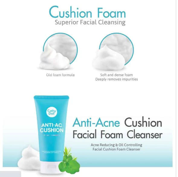CATHY DOLL ANTI-ACNE CUSHION FACIAL FOAM CLEANSER 120ml
