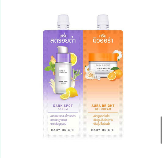 Baby Bright Duo Booster Dark Spot Serum และ Aura Bright Gel Cream 6g+6g