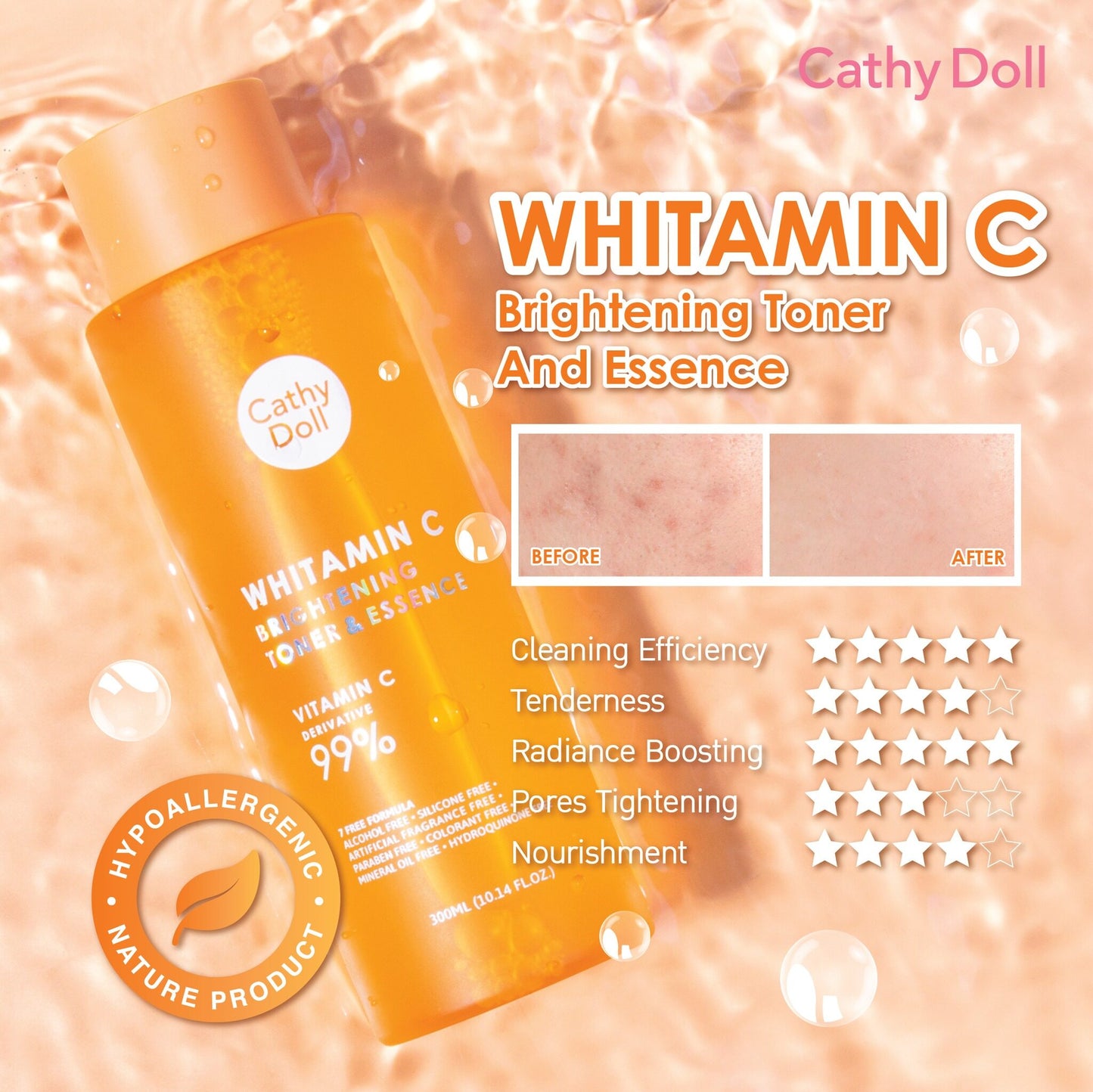 Cathy doll Vitamin C Brightening Toner And Essence 300ml.