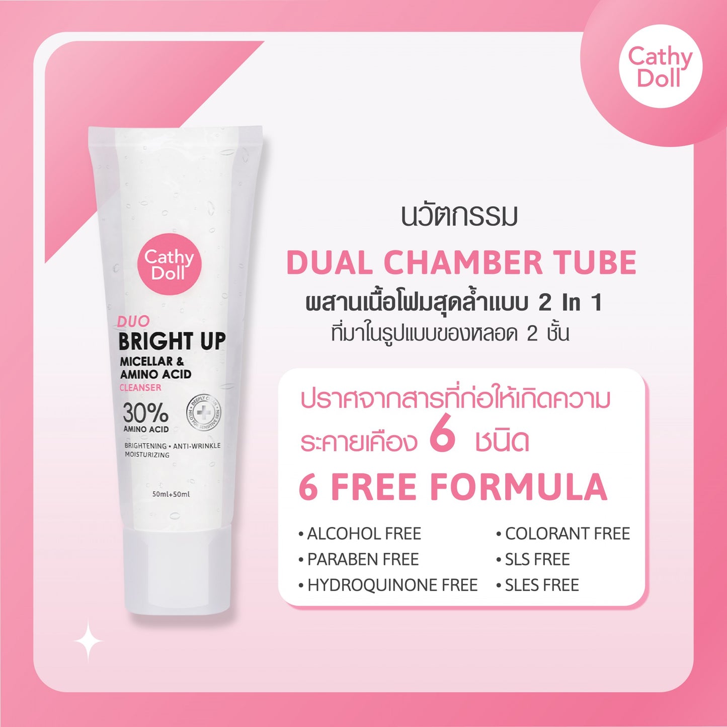 Cathy Doll Duo Bright Up Micellar &amp; Amino Acid Cleanser 50มล.+50มล