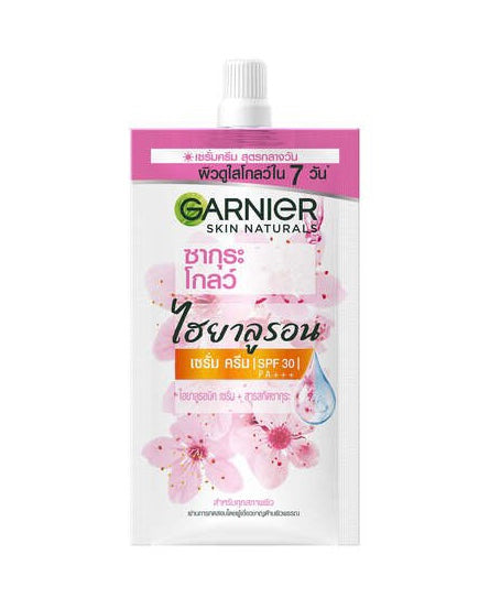 Garnier Skin Naturals Sakura Glow Hyaluron Serum Cream SPF30/PA+++ 7 ml.