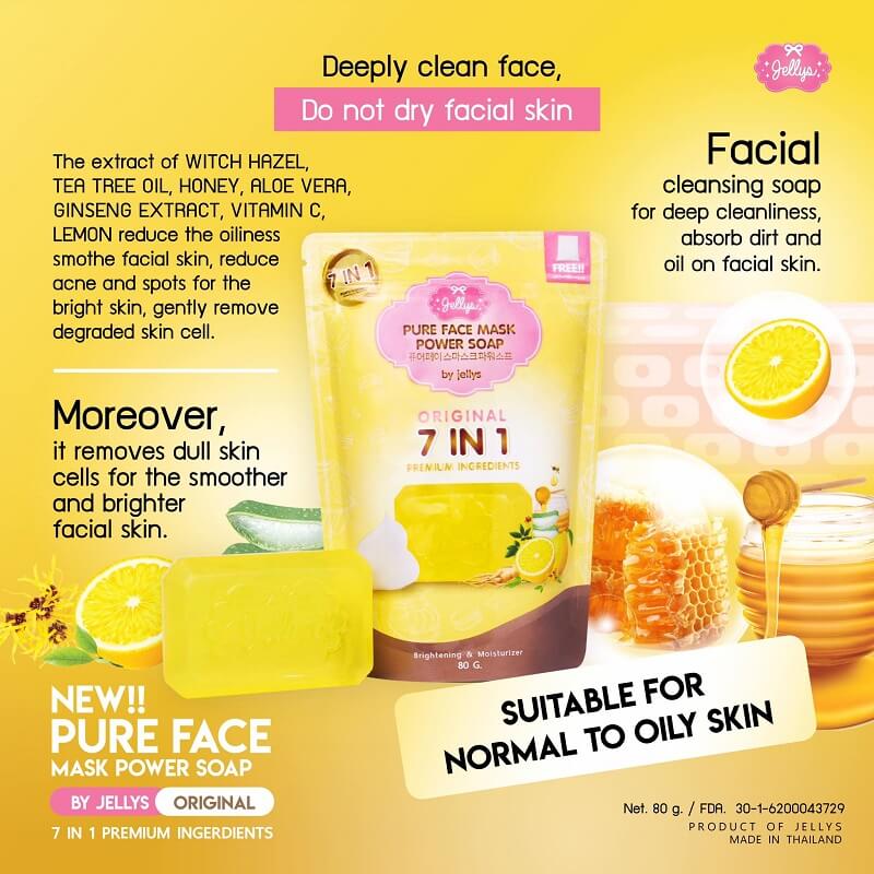 Pure Face Mask Power Soap By Jellys 80g